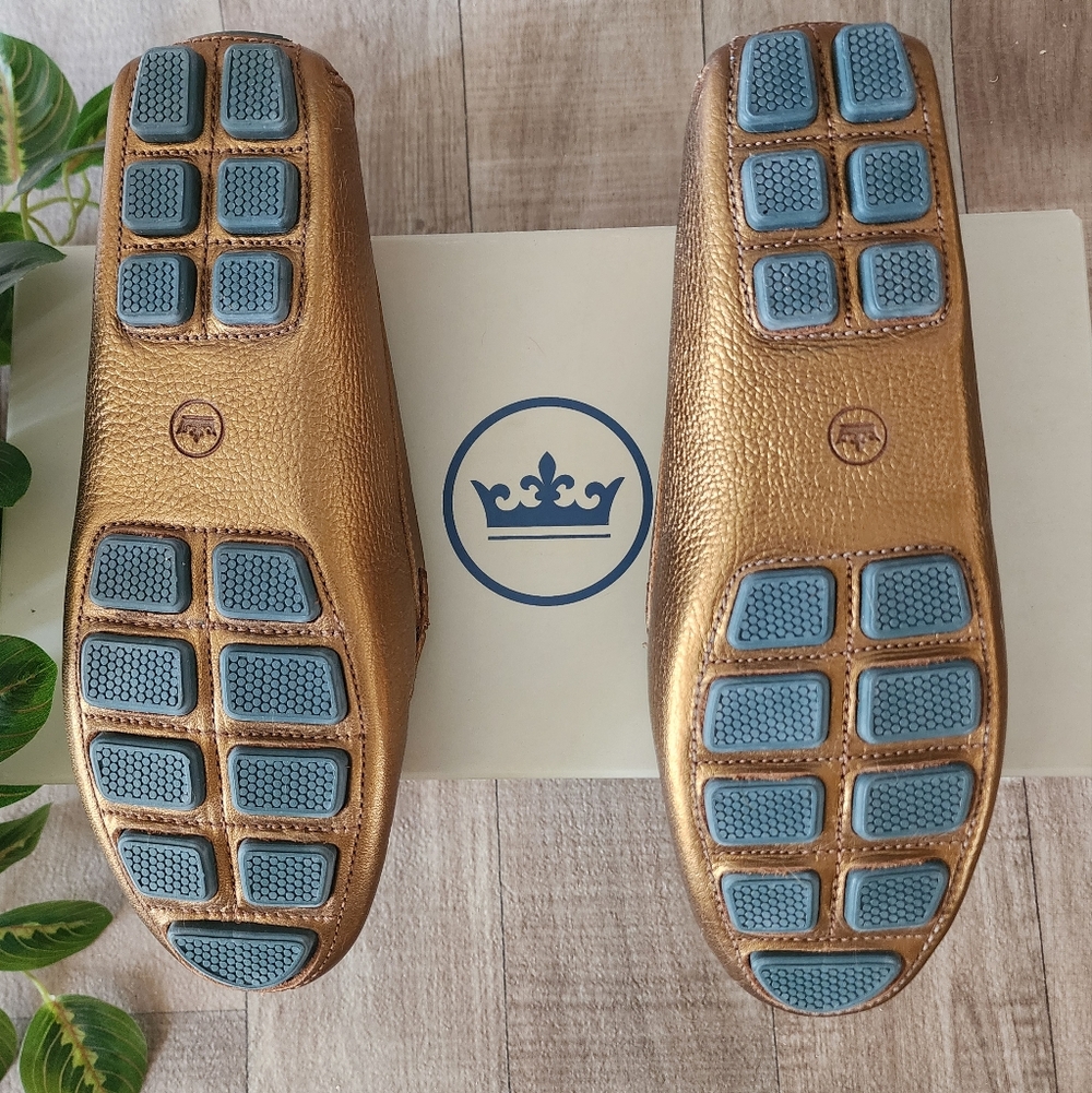 Peter Millar Driving Loafers in Bronze Metallic Full-Grain Leather NIB Size 8 - Picture 13 of 14